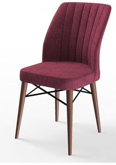 Canisa Concept Flex Serisi Gürgen Ayaklı 1.sınıf Sandalye , 6 Adet , Bordo Sandalye , Ayaklar Ceviz Sandalye Bordo Ayaklar Ceviz
