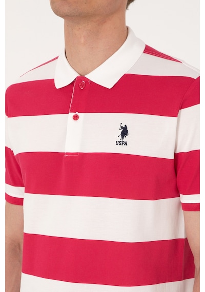 U.S. Polo Assn. Erkek Regular Fit Vişne Polo Yaka Çizgili Tişört 50306827-VR223