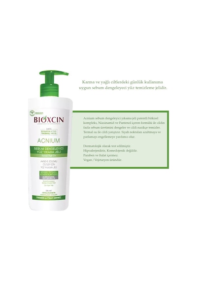 Bioxcin Acnium Sebium  Yüz Yıkama Jeli 500 ML + Bioxcin Acnium Sebum  ve Nemlendirici Krem 50 ML