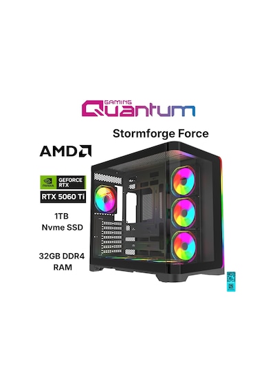 Quantum Gaming Stormforge FORCE R7-5700X 32 GB 1 TB NVMe SSD 16 GB RTX5060Ti Free Dos Masaüstü Oyuncu Bilgisayarı