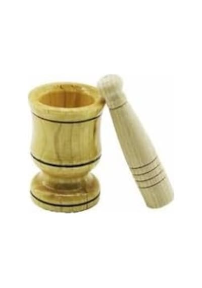 Ahşap Havan Seti Sarımsak Dövme, Küçük Boy Doğal Ahşap Malzeme, 6cm Çap 8.8cm Yükseklik, Filelik Ambalajlı