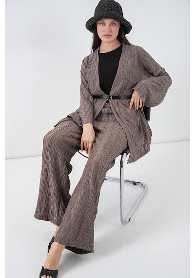Bigdart Kadın Kimono Pantolon İkili Takım 30078 - Füme