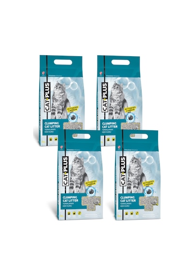 CatPlus Aktif Karbon Topaklaşan Bentonit Kedi Kumu 4 x 10 L