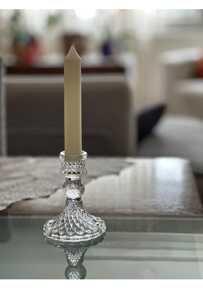 Vintage Kristal Şamdan Mumluk, Dekoratif Cam Mumluk,masa Dekoru, Ev Dekoru, Hediyelik Beyaz