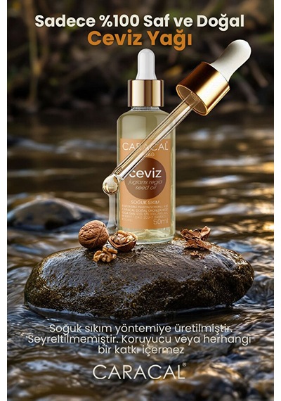 Caracal Ceviz Yağı 50ml %100 Saf Ve Doğal Soğuk Sıkım Doğal Ve Katkısız Cold Press Juglans Regia Seed Oil 50 ML