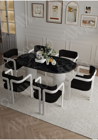 Avvio Romeo Ptt Lake Mdf Ayak 6'lı Tokyo Metal Demonte Sandalye 80x160 Masa Sandalye Takımı Siyah Mermer Avvio Romeo Ptt Lake Mdf Ayak 6'lı Tokyo Metal Demonte Sandalye 80x160 Masa Sandalye Takımı Siyah Mermer
