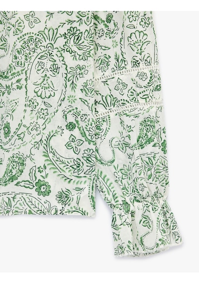 Koton Pamuklu Dantel Detaylı Yuvarlak Yaka Uzun Kollu Floral Desenli Gömlek Yeşil Desenli 6sak60244uw Koton Pamuklu Dantel Detaylı Yuvarlak Yaka Uzun Kollu Floral Desenli Gömlek Yeşil Desenli 6sak60244uw