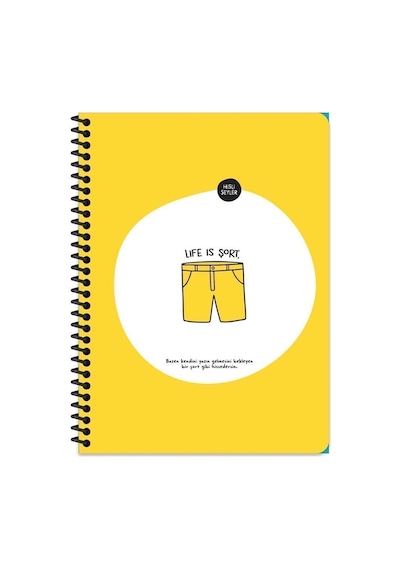 18.5x25 Çizgili Defter - Life Is Şort Sarı