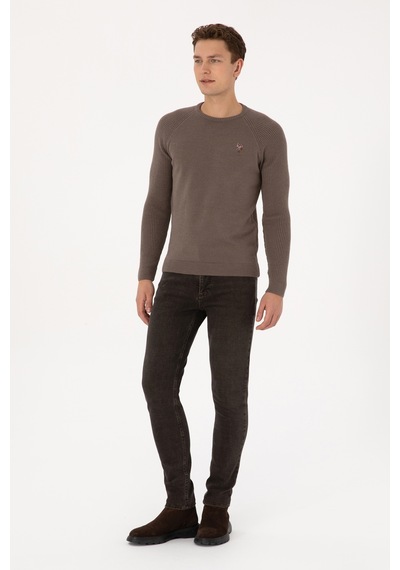 U.S. Polo Assn. Erkek Regular Fit Bisiklet Yaka Vizon Kazak 50314983-VR052