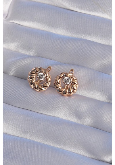 Xuping Rose Renk Oval Zirkon Taşlı Burgu Model Küpe Eb-53-vice/ 1395 3133 Çok Renkli
