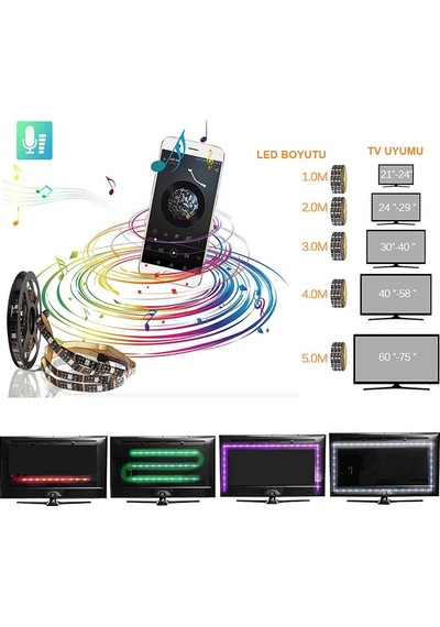 Exeo Tv Arkası Bluetooth Rgb Usb Şerit Led Slikonlu 3 Mt