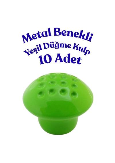 10 Adet Metal Benekli Yuvarlak Düğme Kulp - Çocuk Odası, Mutfak Ve Dolap İçin Modern Çekmece Kulbu Yeşil Yeşil