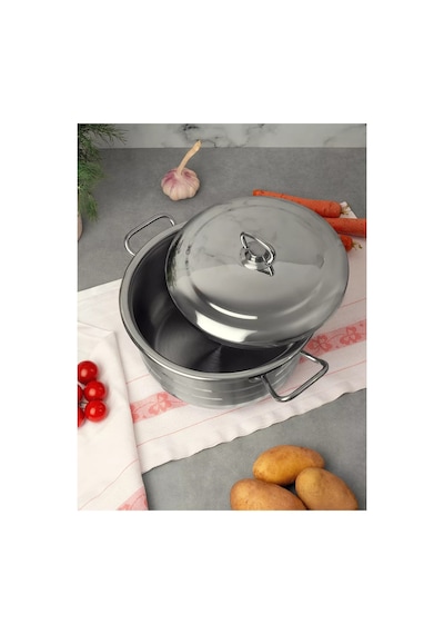 Masterchef 32 Cm Derin Çelik Tencere - İndüksiyon Uyumlu Gri