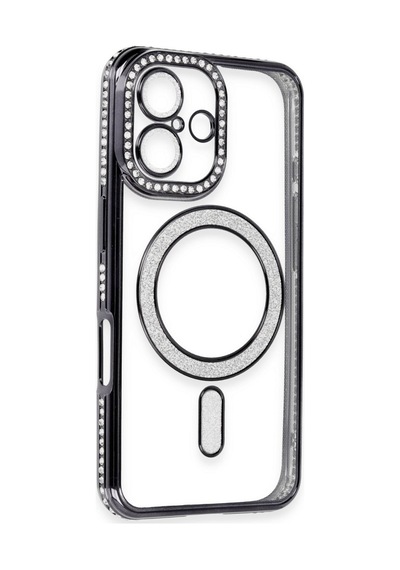 Apple Uyumlu iPhone 16 Uyumlu Kılıf Joke Simli Magneticsafe Kılıf - Siyah