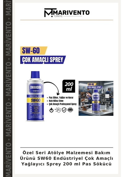 Özel Seri Atölye Malzemesi Bakım Ürünü Sw60 Endüstriyel Çok Amaçlı Yağlayıcı Sprey 200 Ml Pas Sökücü