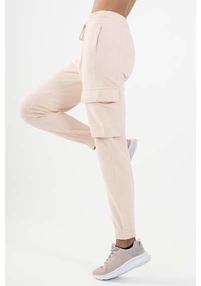 Maraton Sportswear Comfort Kadın Dönüşlü Paça Basic Pudra Eşofman Altı 22974-pudra Pudra