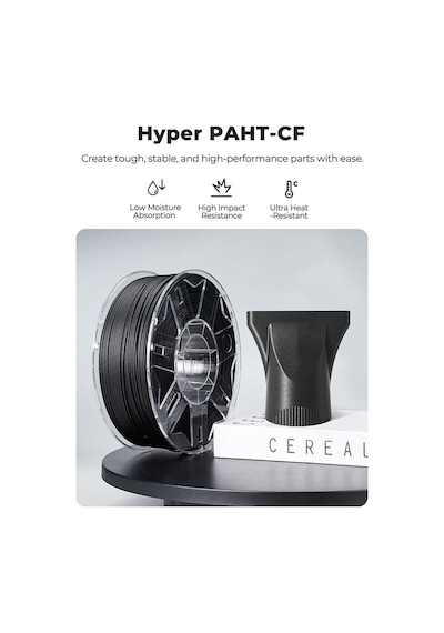 Creality Paht-cf Filament 1,75 Mm, Yüksek Güç Ve Isı Direnci İçin Pa Naylon Cf Takviyeli , Çoğu 3d Yazıcıyla Uyumlu, 1 Kg Siyah