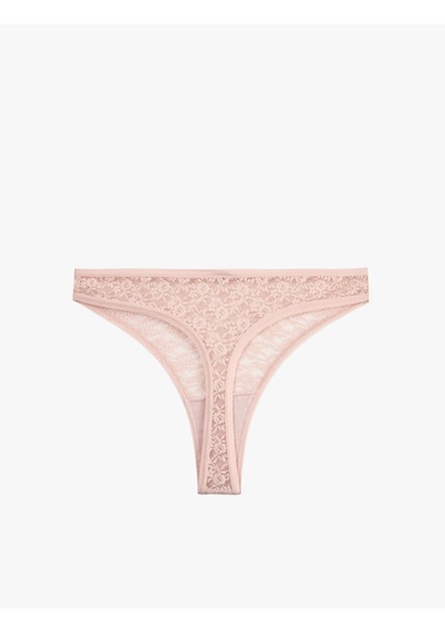 Koton Dantel Detaylı Normal Bel Rahat Kalıp String Külot Pembe 7wlk30097mk Gül