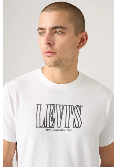 Levi's Erkek Baskılı Bisiklet Yaka Relaxed Fit Beyaz T-shirt - A2082-0294 Beyaz