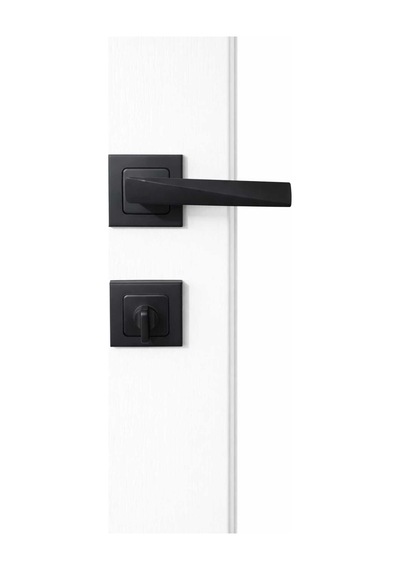 Lüks Mat Siyah Kare Rozetli Wc/banyo Kapı Kolu Seti - Modern Tasarım Metal