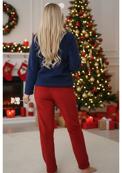 Siyah İnci Wellsoft Kışlık Örme Pijama Takım 25221048 Lacivert