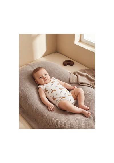 Minory Baby - 2'li Bebek Body Seti Ay & Yıldız Motifli Sıfır Kol & Kısa Kol Çok Renkli Çok Renkli