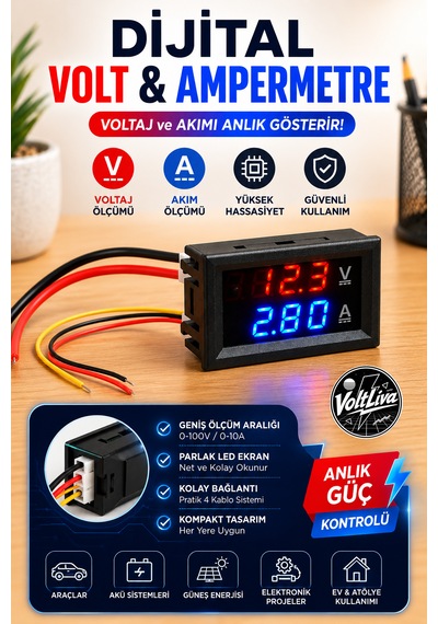 Dijital Dual Voltmetre & Ampermetre