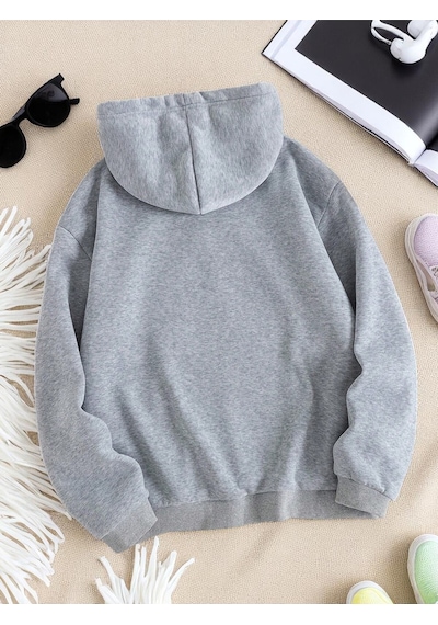 Uyguntarz Unisex Born To Read Baskılı Oversize Sweatshirt Gri