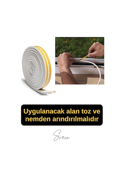 Pvc Doğrama Pencere Fitili İzolasyon Bandı Kendinden Yapışkanlı Beyaz Kauçuk Yalıtım Bant 2x10 20 Mt