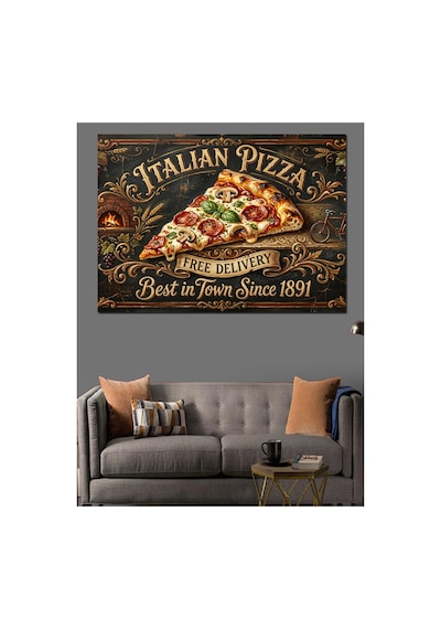 İtalyan Pizza Ustası Ve Fırın Yağlı Boya Dokulu Kanvas Tablo Canvas Tablosu