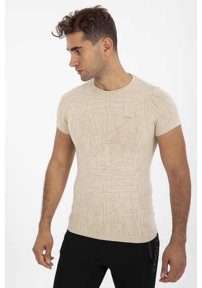 Maraton Active Slimfit Erkek Bisiklet Yaka Kısa Kol Koşu Kil Rengi T-Shirt 821075-Kil Rengi