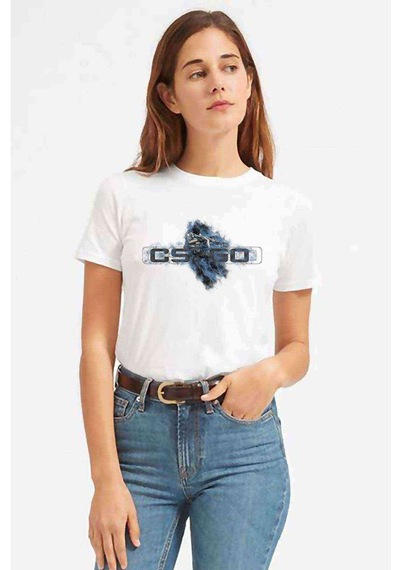 Cs Go Counter Strike Baskılı Beyaz Kadın Tshirt