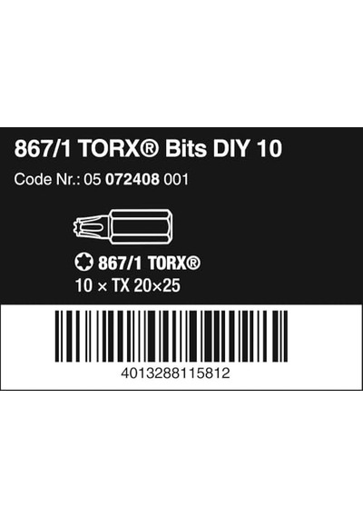 Çeşitleri 867 1 Tx 20 Dıy Tx 20 X 25 Mm Kutu Başına 10 Uç 05072408001