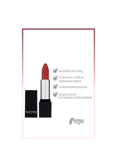 Note Cosmetique Mattever Lipstick Yarı Mat Saten Bitişli Ruj 17 Dress Red - Kızıl Kahverengi