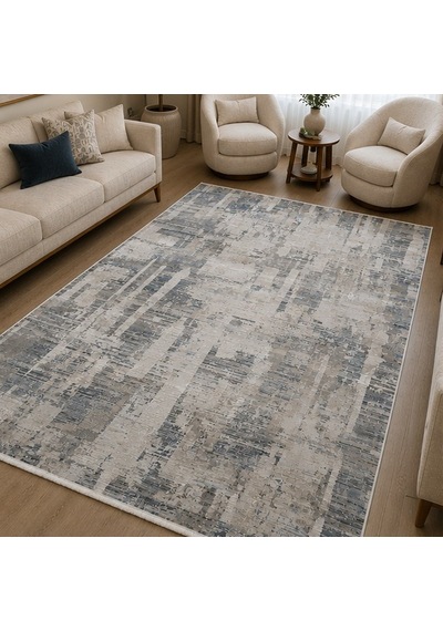 Otantik Modern Eskitme Saçaklı Dokuma Salon Halısı Krem Gri Antrasit 200x290 Cm 11