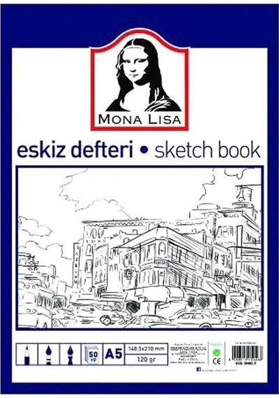 Monalisa Eskiz Defteri A-5 Dokulu Kağıt Kara Kalem Çalışma Defteri 50 Yaprak 120 G 14,8 x 21 CM 1 Adet