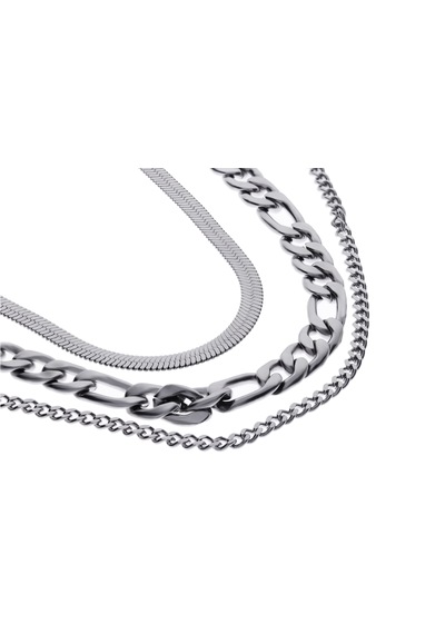 Kadın Üçlü Model Silver Renk Çelik Kolye