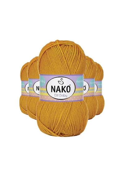 5 Adet Elite Baby El Örgü İpi Tüylenmeyen Bebek Yünü Parlak Altın