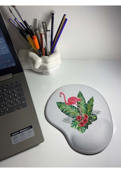 Tropikal Flamingo Desenli Bilek Destekli Mouse Pad Mousepad