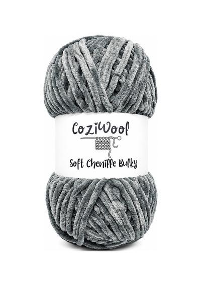Kadife İp Soft Chenille Bulky 5'li Paket 5x100 Gr 120 Mt El Örgü İpi Koyu Gri - 875823131
