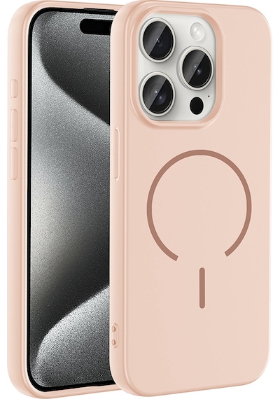Nourthkiingdom Apple Uyumlu iPhone 15 Pro Kılıf M-safe Şarj Özellikli Nrtk Meta Kapak - Rose Pembe Rose Pembe