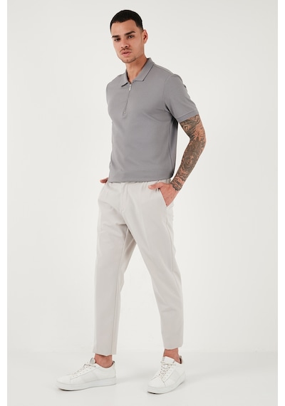 Buratti Pamuklu Regular Fit Fermuarlı Erkek Polo Yaka T Shirt 5902915 Kül