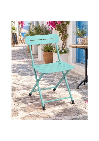 Katlanır Metal Balkon Bahçe Sandalyesi Bistro Sandalye Tekli Mint Yeşili 1642 Turkuaz