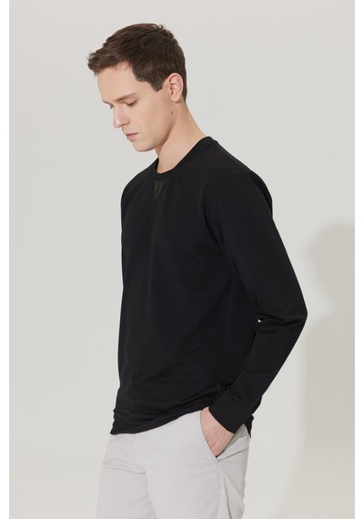 AC&Co / Altınyıldız Classics Erkek Siyah Standart Fit Normal Kesim Bisiklet Yaka Sweatshirt Siyah