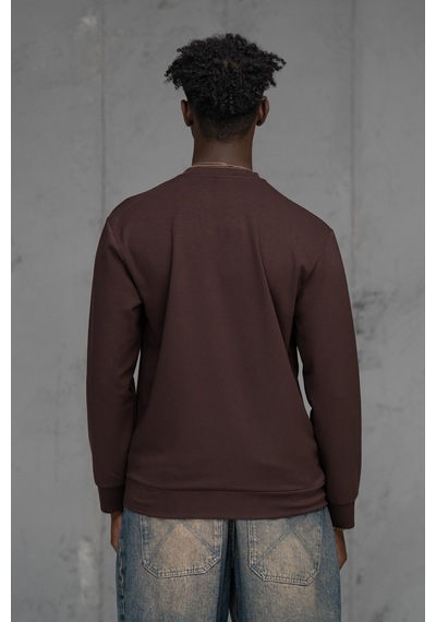 Fbı Slimfit Modal Kumaş Baharlık Sıfır Yaka Likralı Sweatshirt Kahverengi