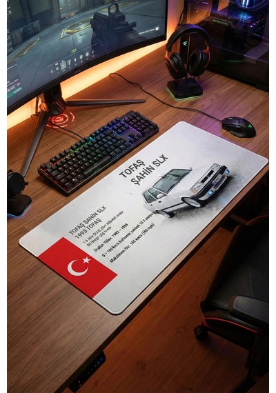 Sonictouch Kişiye İsme Tofaş Şahin Doğan Araca Özel Fotoğraflı Xxl Dikişsiz Gamer Arabalı Klavye Mou Mousepad