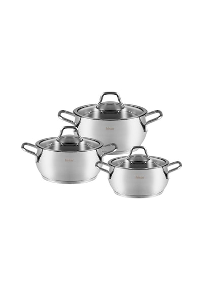 Hsr- Hisar Perge 6 Parça Çelik Mini Tencere Set Gri