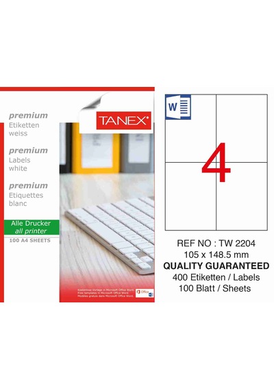 Tanex Tw-2204 - 105 X 148.5 MM Laser Etiket 100 Adet