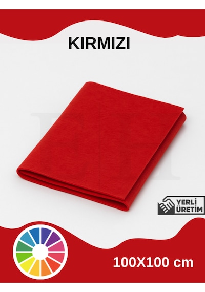 Kırmızı Renk Metrelik Ince Keçe Kumaş Keçe 1 Mm Aktivite Keçesi Renkli Keçe 1 Metre 100 Cm X 100 Cm
