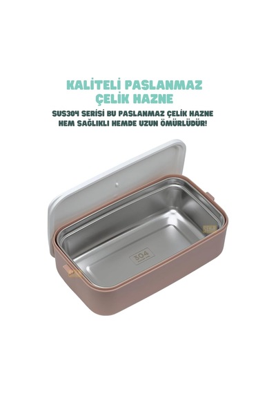 Bento 1000ml Lunchbox 2 Katlı 3 Bölmeli Paslanmaz Çelik Sefer Tası Yemek Kutusu Pembe-mor Çok Renkli